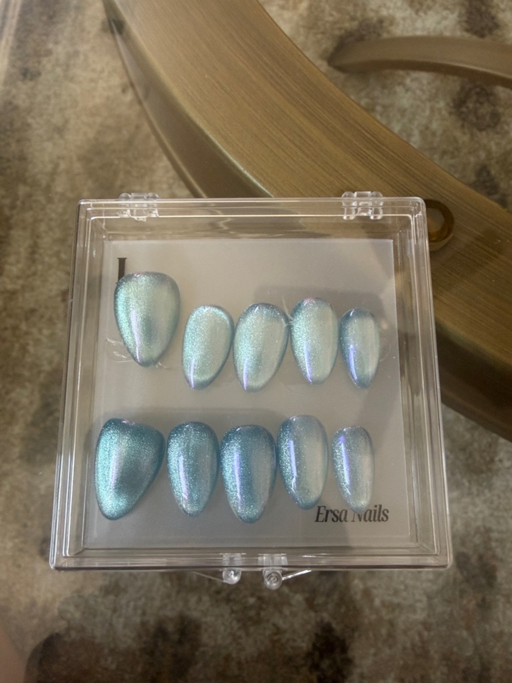 Ersa Nails Iridescent Aqua Press-On Nails